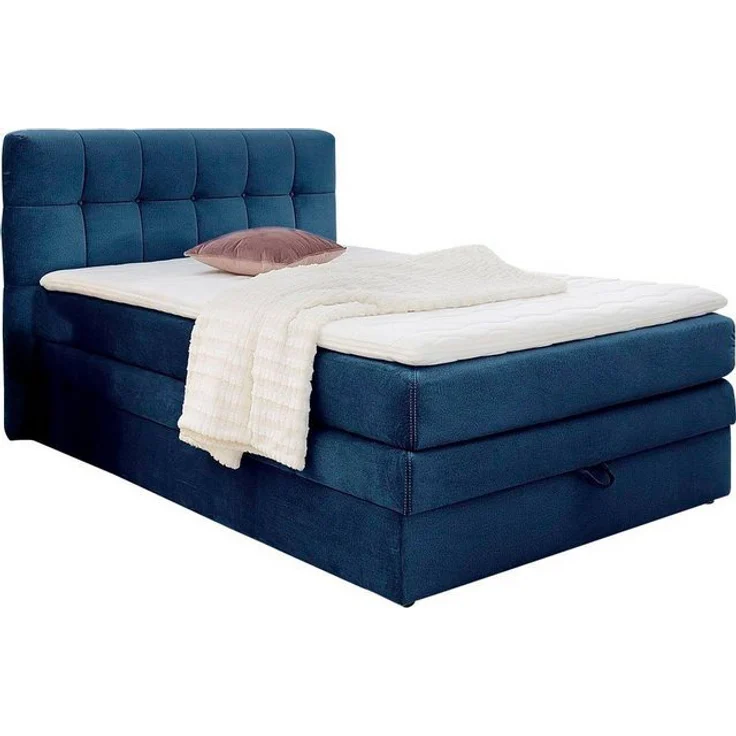 Jockenhöfer 'Amy' Boxspringbett, 140x200 cm, Samtähnlich Dunkelblau – Bild 4
