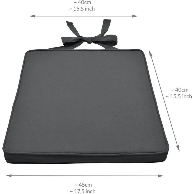 Beautissu Stuhlkissen 8er Set Loft SK Stuhlkissen 45x40 cm mit Bändern rutschfest Anthrazit, Abnehmbarer Bezug 30°C, Made in EU, komfortabler Schaumstoff – Bild 4