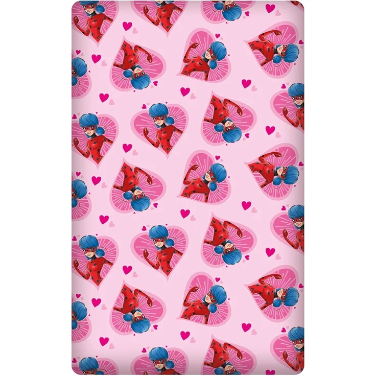 BERONAGE Spannbettlaken Miraculous Ladybug Spannbettlaken Herz Pink Rosa 90/100 x 190/200 cm, 100% Baumwolle, Gummizug: ja, (1 Stück) – Bild 6