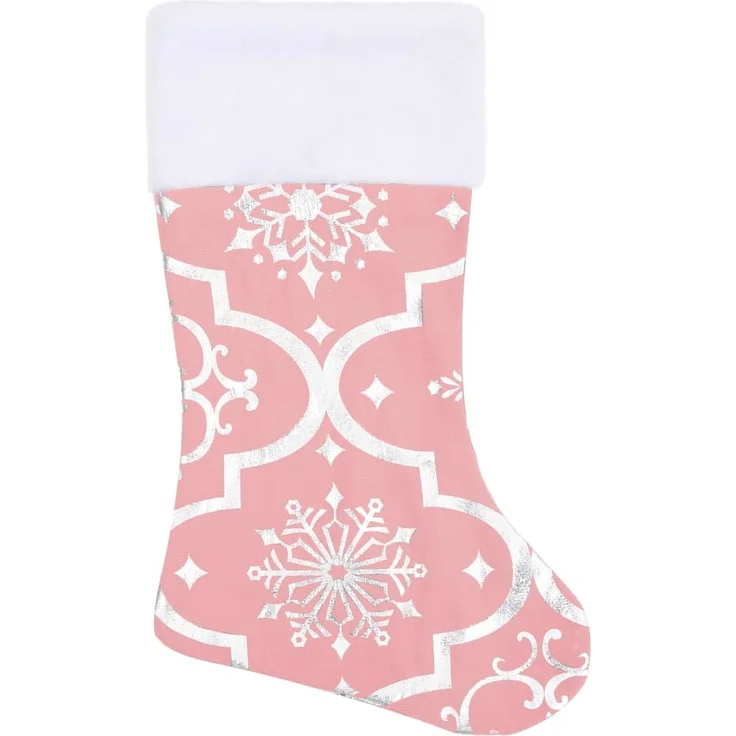 vidaXL Luxus-Weihnachtsbaumdecke mit Socke Rosa 90 cm Stoff 330284 – Bild 3