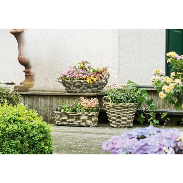 Pflanzkasten Rattan klein Pflanzschale Pflanzkorb Blumentopf Pflanztopf Übertopf – Bild 2