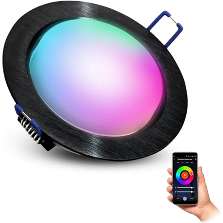 SSC-LUXon LED Einbaustrahler RX-3 Alu Einbauleuchte in schwarz inkl. Smart WLAN RGB LED GX53 230V, RGB & Weißtöne – Bild 2