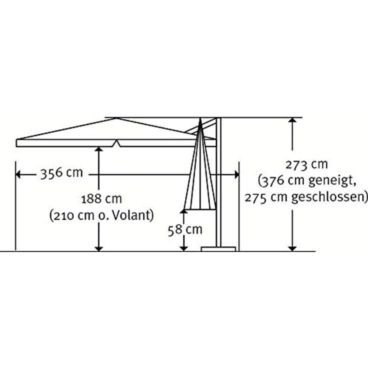 Sonnenschirm Rhodos 300x300/8 quadratisch, ca. 300 x 300 cm anthrazit – Bild 6