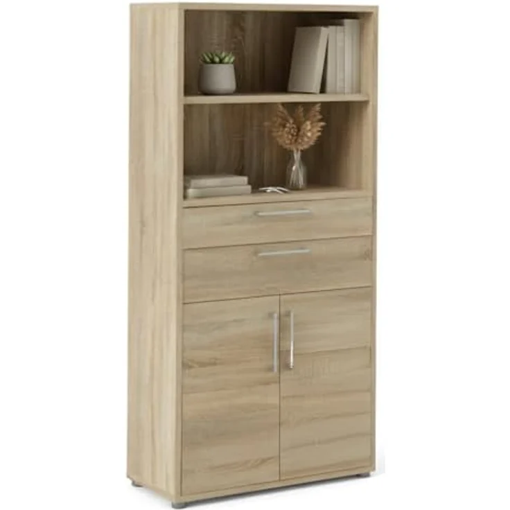 Dmora - Kommode Ludivine, Wohnzimmerbuffet, Wohnzimmer-Sideboard, Moderne Küchen-Speisekammer, 89x40 h186 cm, Eiche – Bild 4