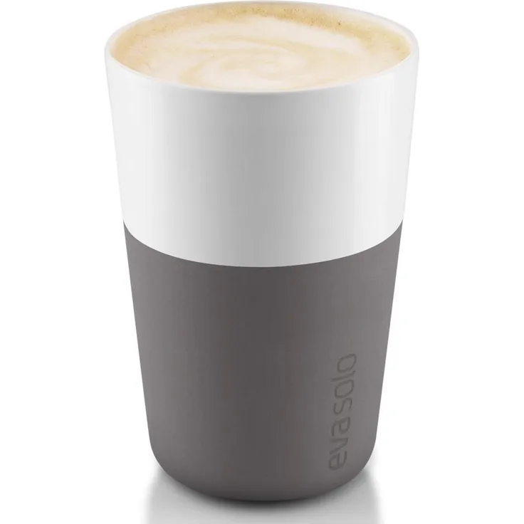 Eva Solo Caffé Latte-Becher, Milchkaffee, Kaffee, Caffétasse, Porzellan/Silikon, Grau, 360 ml, 2er-Set, 501022
