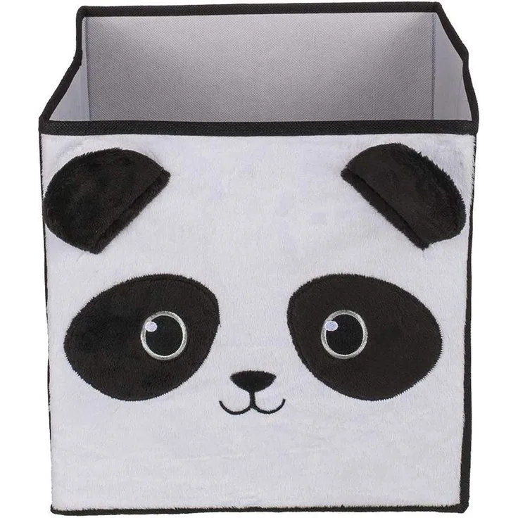 Aufbewahrungsbox Faltbox 27x27x28cm Panda Stoffkorb Polypropylen schwarz / weiß