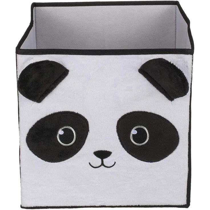 Aufbewahrungsbox Faltbox 27x27x28cm Panda Stoffkorb Polypropylen schwarz / weiß – Bild 1