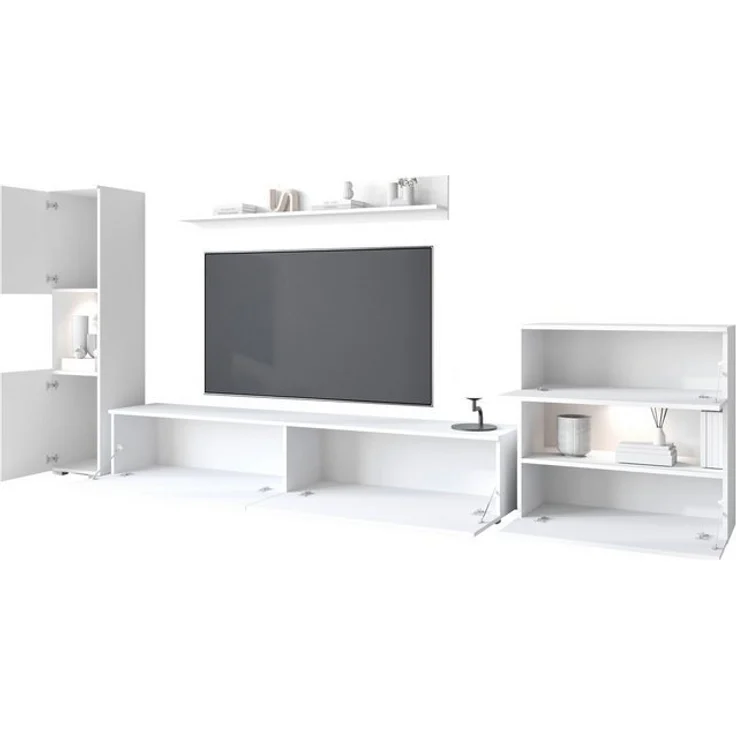INOSIGN Wohnwand PARIS, (Komplett-Set, 4-St), TV-Wand 300cm breite, grifflose Design, stehend und hängend montierbar – Bild 4