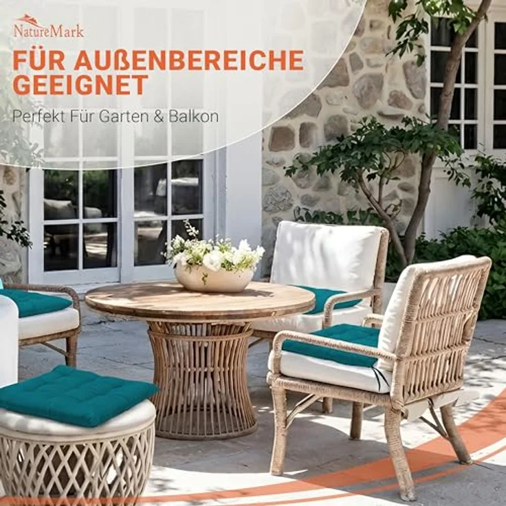 NatureMark Sitzkissen Sitzkissen 40 X 40 CM, Universal Sitzpolster Kissen, schadstoffgeprüft, Petrol – Bild 4