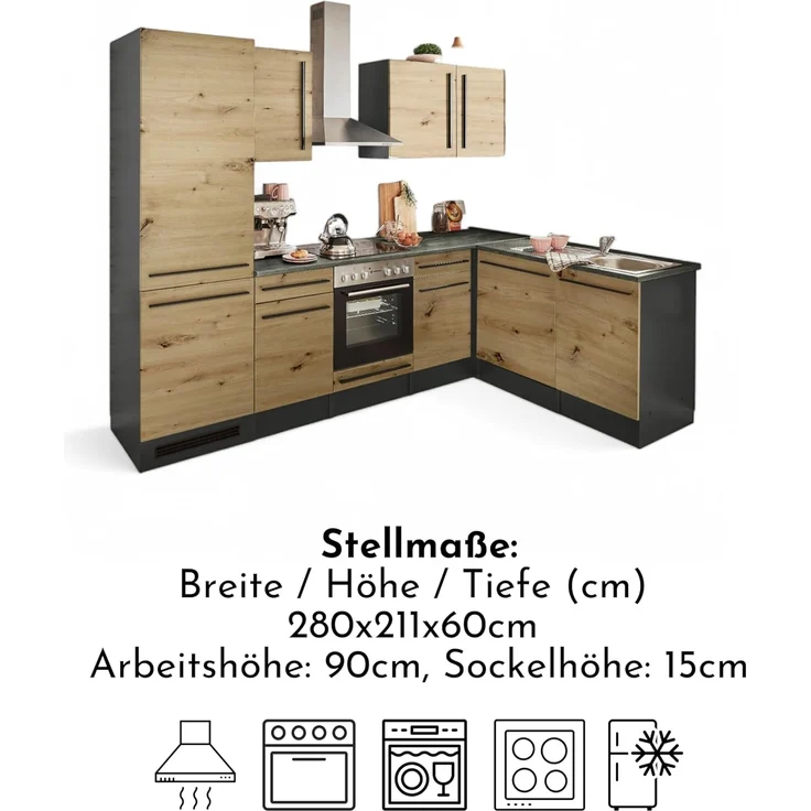 BASIC by Balculina Winkelküche Jazz, Stellbreite 280x175 cm, wahlweise mit E-Geräten – Bild 5