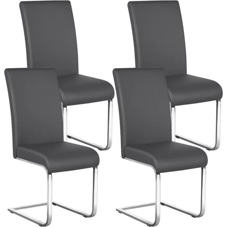 Yaheetech 4er-Set Freischwinger, Kunstleder, Dunkelgrau, 41,5 x 55 x 103 cm – Bild 4