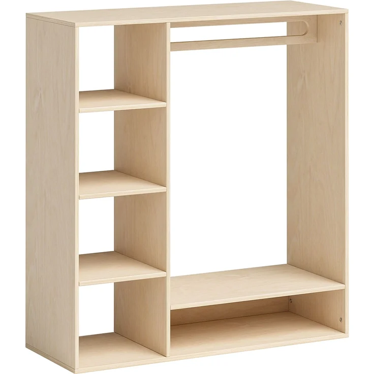 Bellabino 'Tea' Kindergarderobe, natur unbehandelt, Sperrholz Birke, 114x40x105 cm, Kinderkleiderschrank mit Kleiderstange und 6 Ablagefächern – Bild 9