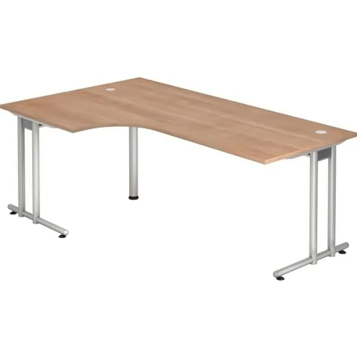 Winkeltisch NS82 C-Fuß 200x120cm 90° Nussbaum Gestellfarbe: Silber