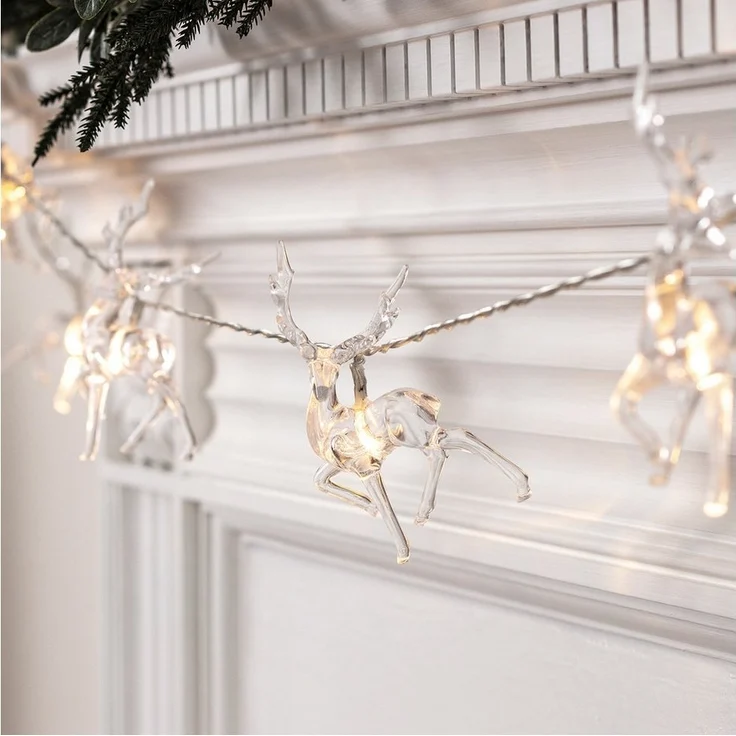 Lights4fun LED-Lichterkette 10er LED Rentier Weihnachtslichterkette warmweiß – Bild 2