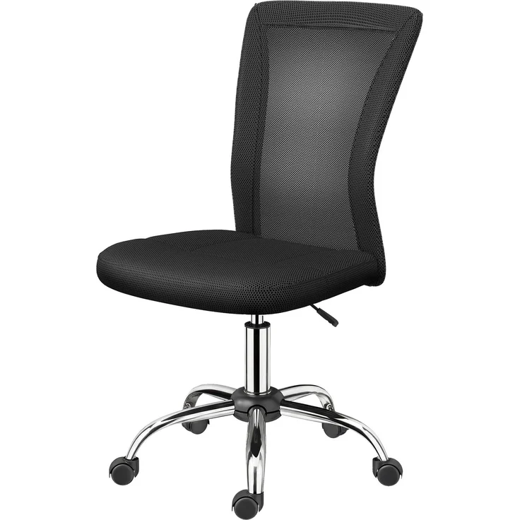 MELAYR, Armlehnenloser, drehbarer Schreibtischstuhl, Belastung 100 kg, 43 x 58 x 90–100 cm, Schwarz – Bild 2