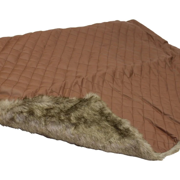 Pettimania Hundedecke Leder mit Fellbezug braun, 100 x 75 cm, ca 1 cm dick – Bild 4
