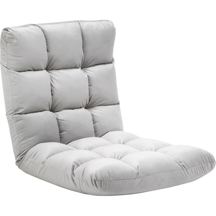 Wohnora-Verstellbarer Sessel, Relaxsessel, hoher Komfort, mehrfach verstellbare Rückenlehne (90°–180°), gesteppter Polyesterflanell, Hellgrau,H 53 cmx T 71cm x B 55cm