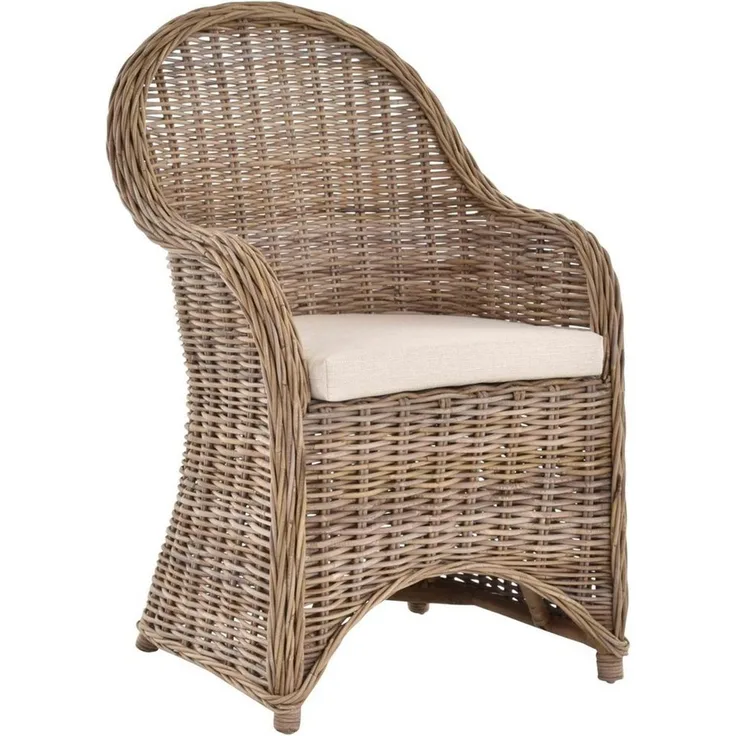Krines Home Esszimmersessel Rattansessel Esszimmerstuhl mit Armlehne Korbsessel Esszimmersessel