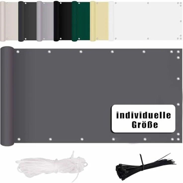 MENGH Terrassen Sichtschutz 70x950 cm, Balkon Blickdicht Sichtschutz, Wetterbeständiges und Pflegeleichtes, 100% Privatsphäre Deko für Balkongeländer, Terrasse & Garten grau – Bild 1