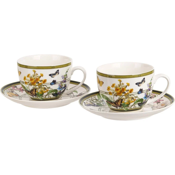 DUO 2er-Set Tassen FLORAL RHAPSODY, 270 ml mit Untertassen, New Bone China Porzellan – Bild 2