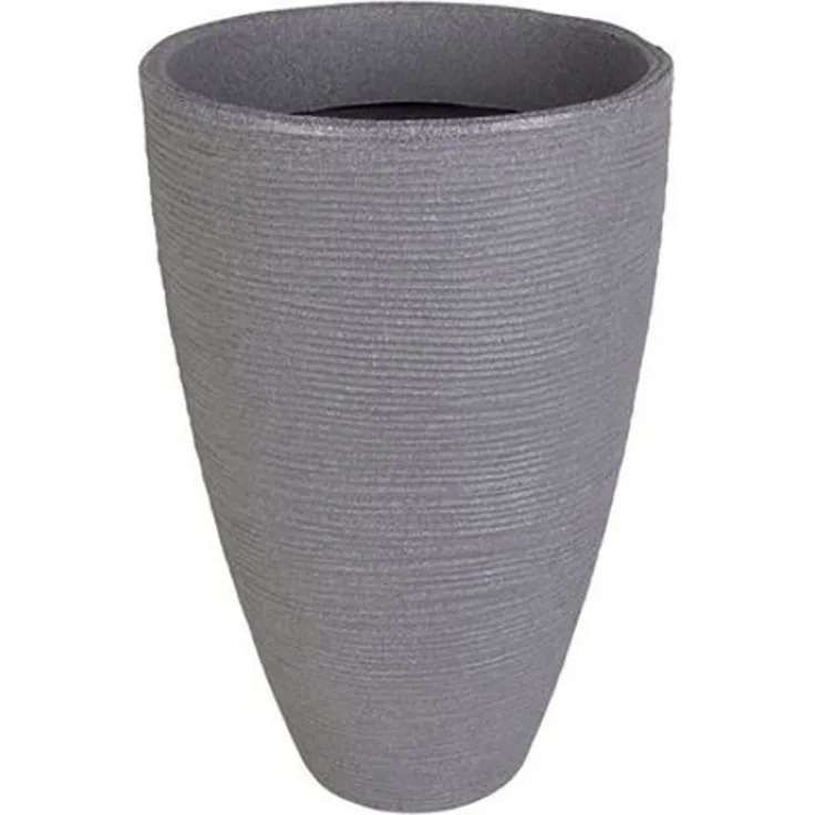 Rillentopf grau Pflanzkübel Blumentopf Vase Terrasse Balkon Garten Dekoration