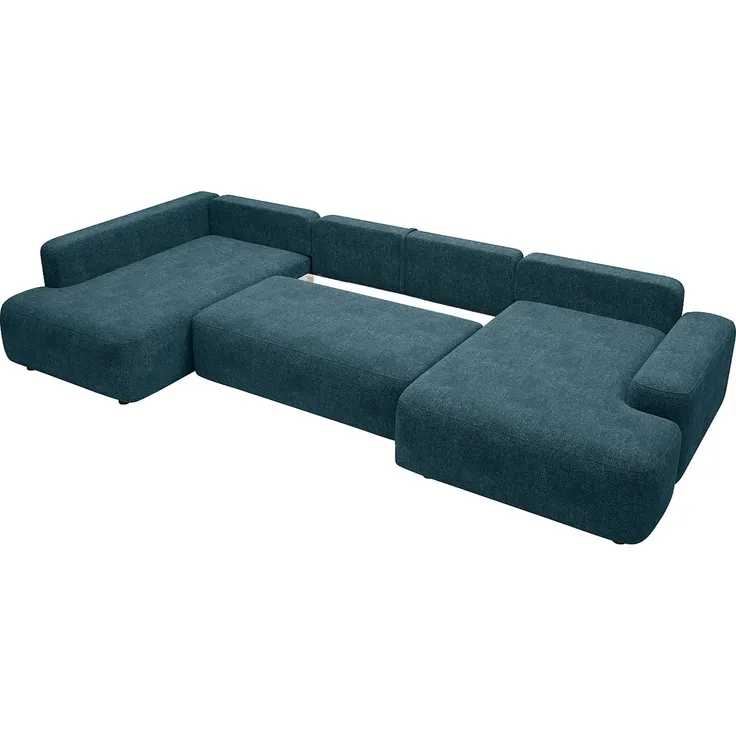 Vente-unique - DAVISO Sofa Stoff Blau - B 204 cm x H 87 cm x L 360 cm – Bild 5