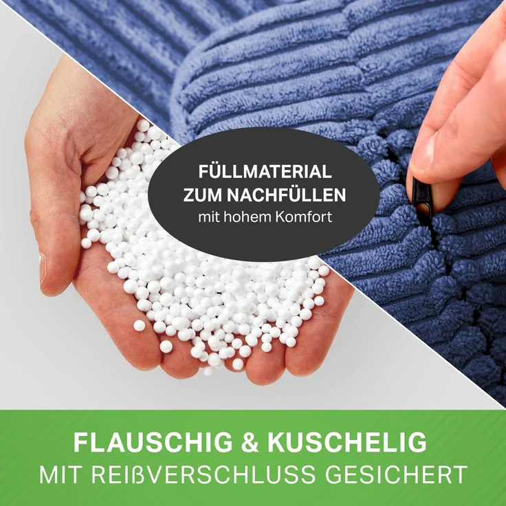 Green Bean® Sitzsack mit Hocker aus Cord - Sitzsäcke für das Wohnzimmer, Schlafzimmer, Sitzsack-Sessel für Erwachsene Dunkelblau – Bild 8