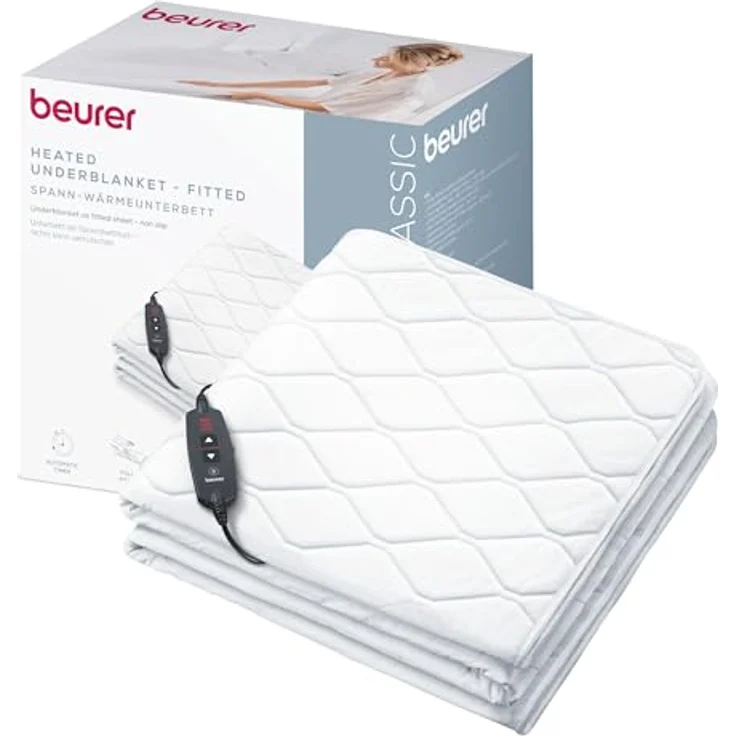 Beurer UB 74 Wärmeunterbett, elektrische Heizdecke mit Abschaltautomatik und Überhitzungsschutz, Wärmedecke in praktischer Spannbetttuch-Form mit 3 Temperaturstufen, waschbar, 200x100 cm – Bild 2