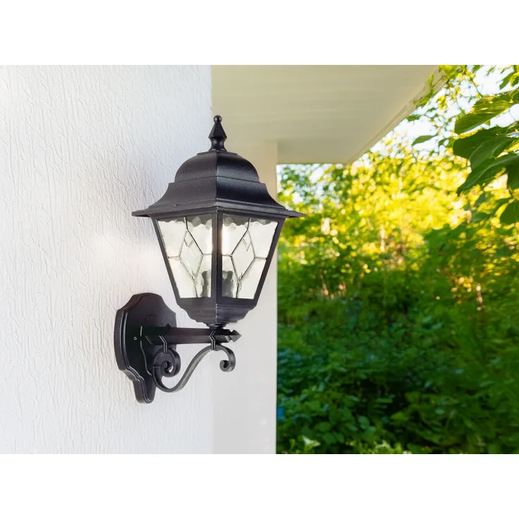 Außenleuchte, Wandlampe, Laterne, H 45 cm, Schwarz