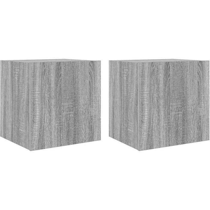 2 pcs TV-Wandschrank, TV Hängeboard mit LED-Leuchten. Grau Sonoma 40,5 x 35 x 40 cm – Bild 2