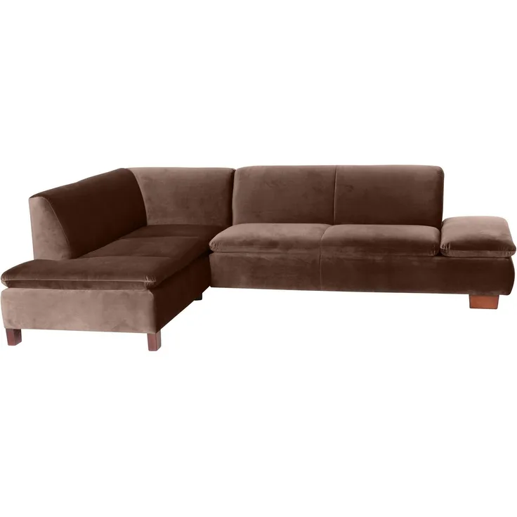 Ecksofa mit Ottomane links Kaye Bezug Samtvelours Buche nussbaum dunkel / braun 23086