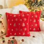 Qelus Kissenbezüge Kissenbezug Weihnachtsbaum Schneeflocke Bestickt Kissenbezüge 45x45cm, (2 Stück)