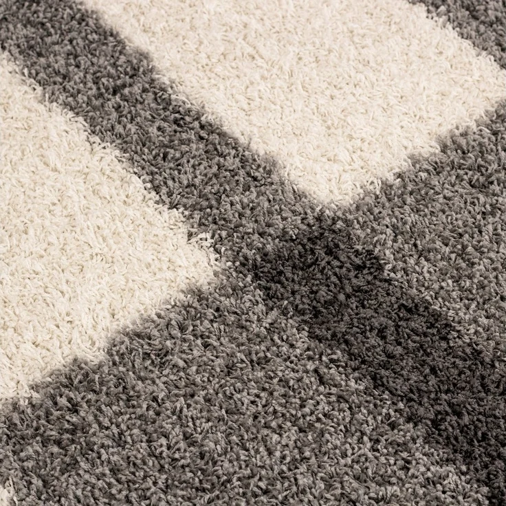 Carpettex Hochflor-Teppich Kariert Design, Rund, Höhe: 30 mm, Teppich Kariert Design Teppich im modern Stil Teppich Wohnzimmer – Bild 3
