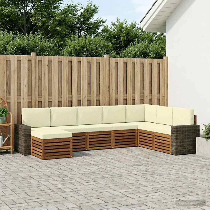 vidaXL Outdoor-Sofagarnitur 8 stk. 8-Sitzer Natur und Creme 3384726 – Bild 1