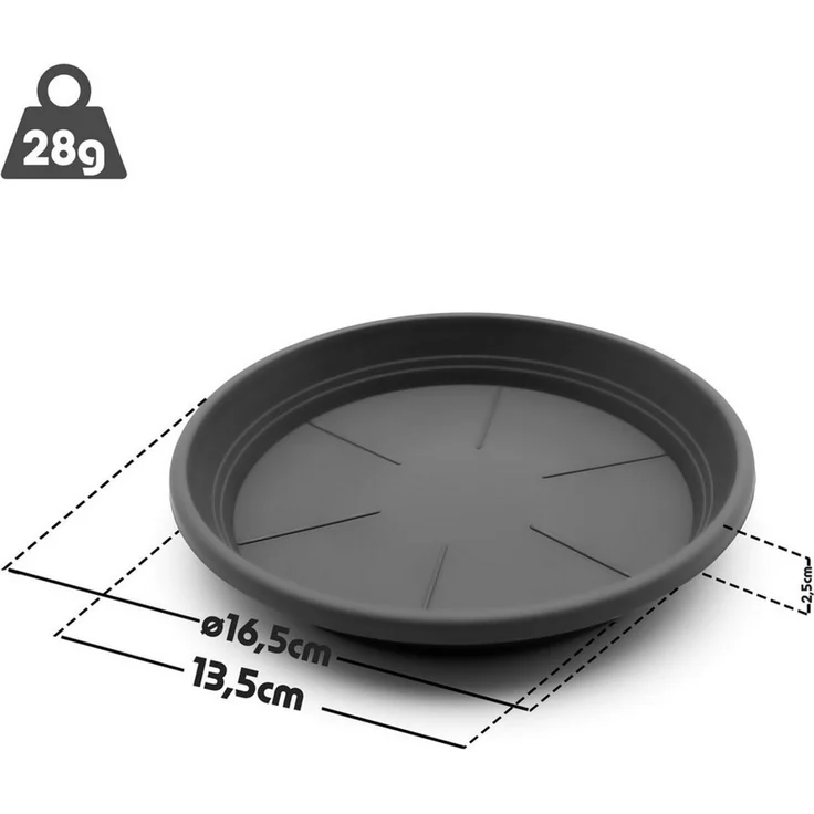 BigDean Blumentopfuntersetzer 10 Stück Topfuntersetzer Ø 16,5 cm in Anthrazit Made in Europe, Zubehör für Pflanztöpfe, Set, 10-tlg, Klassische Blumentopf Untersetzer, zeitlos im Design, Robust – Bild 2