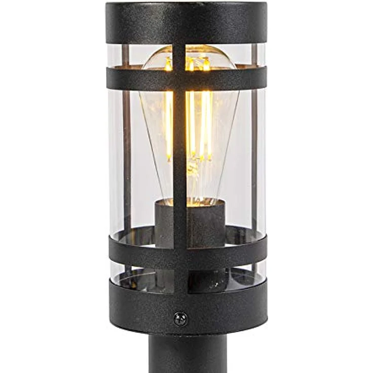 Qazqa Gleam, moderne Außenleuchte Standleuchte schwarz 50 cm, IP44, Edelstahl zylindrisch, LED geeignet E27 – Bild 3