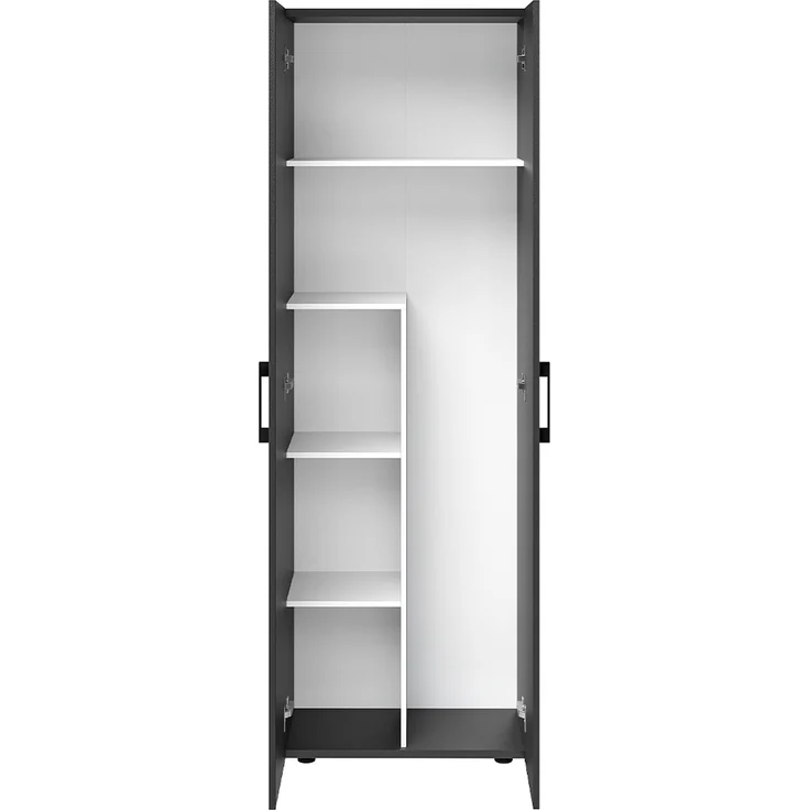Bellamio 'Apol' Mehrzweckschrank, schwarz, 176x33x60 cm, Besenschrank mit Staubsaugerfach und 4 weiteren Fächern – Bild 9