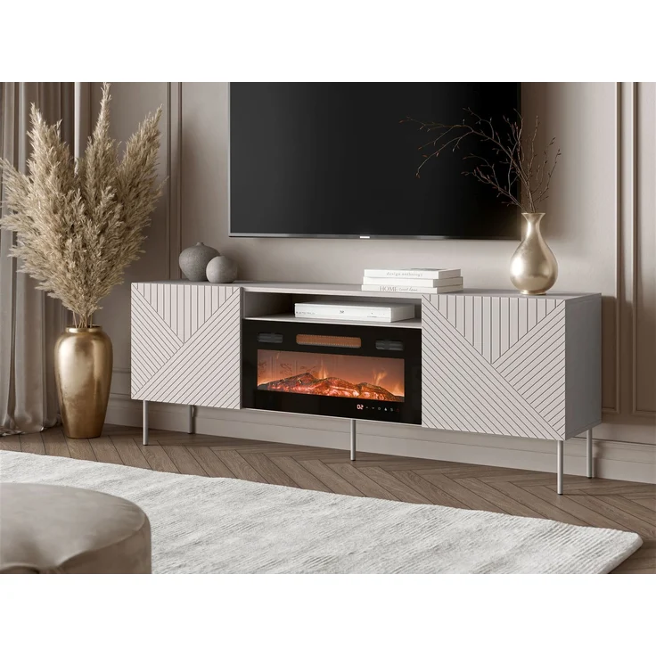 TV-Lowboard Aropo 190 mit Kamin (Farbe: Cashmere) – Bild 2