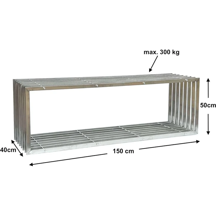 DanDiBo Kaminholzregal Innen Edelstahl Metall Kaminholzständer 96429 Brennholzregal 150 cm Holzkorb Kaminholzhalter – Bild 2