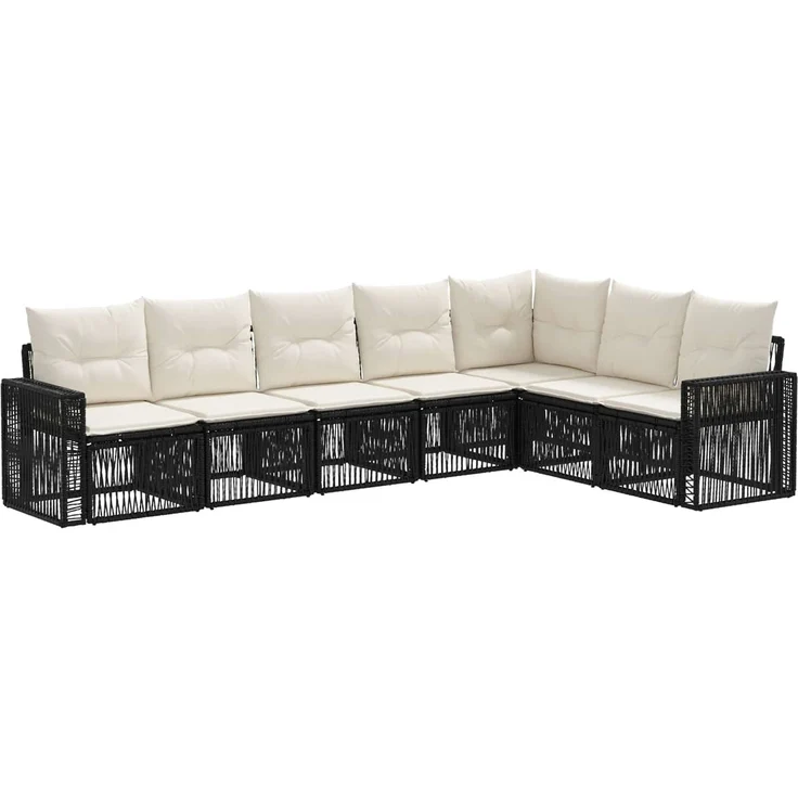 vidaXL Gartensofa-set 7 stk. 7-Sitzer Schwarz und Cremeweiß 3435133 – Bild 2