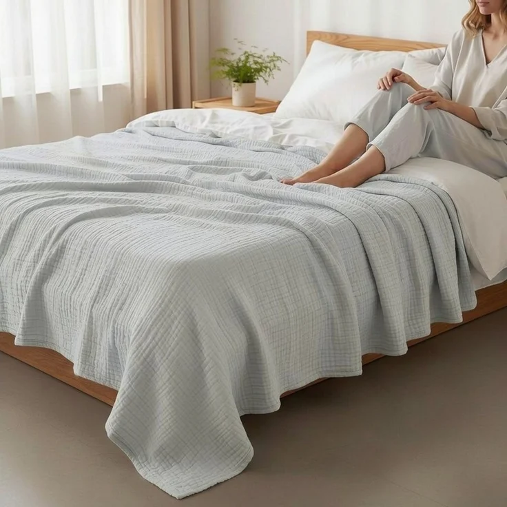 Wohndecke Musselin Decke, JASLIFE, Sommerdecke,100% Baumwolle – Bild 2