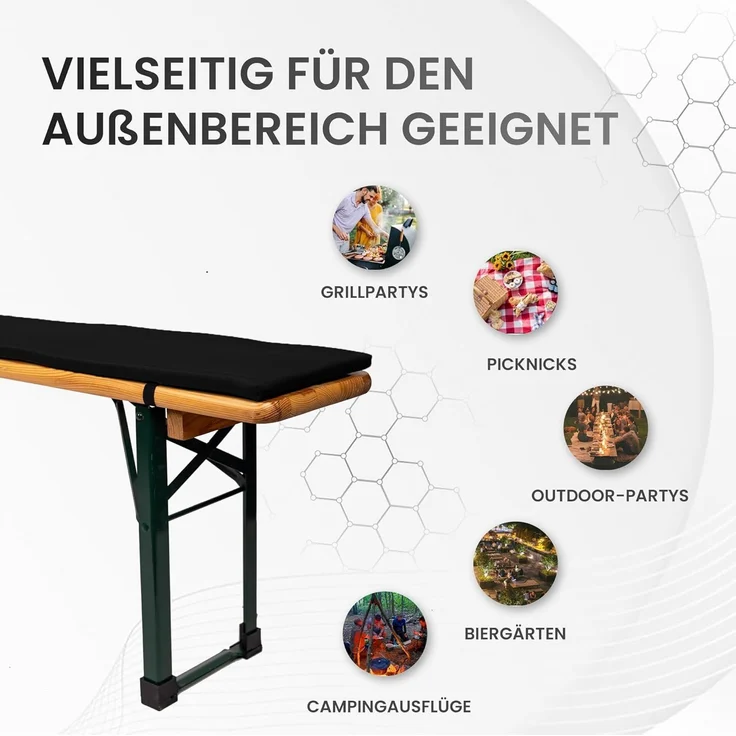 TexDeko Bankauflage Bierbankauflage (Einzeln) für Bierzeltgarnitur zum selber aufziehen, (1 St), 220x25x2cm/4cm, Top Qualität – Bild 9