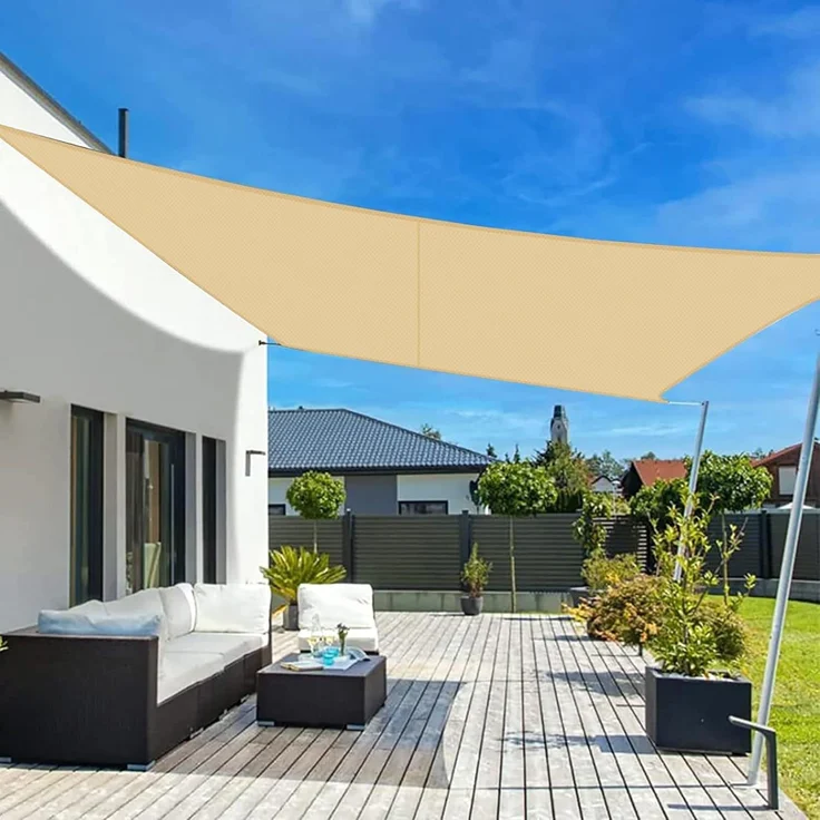 LOVE STORY Sonnensegel Wasserdicht 3x3 m Quadrat PES Polyester Sonnenschutz Windschutz Balkon Terrasse 95% UV-Schut,für Balkon Garten,Sandbeige – Bild 1