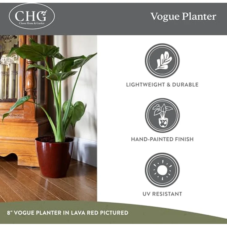 Classic Home & Garden Vogue Pflanzgefäß, 20,3 cm Earth – Bild 5