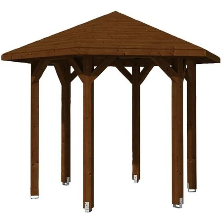 SKANHOLZ Pavillon, Zeltdach, sechseckig, BxT: 360x312 cm nussbaum Gartenpavillon 4018211007486