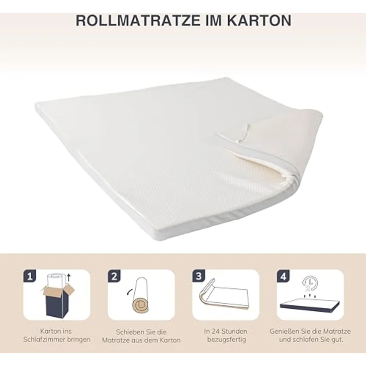 EGO HOME Matratzen Topper 160x190 cm, 5cm Höhe Matratzentopper aus Memory-Schaum Öko-TEX Zertifiziert, Abnehmbaren und Waschbaren Matratzenauflage für Boxspringbett Matratzen Schlafsofa – Bild 8