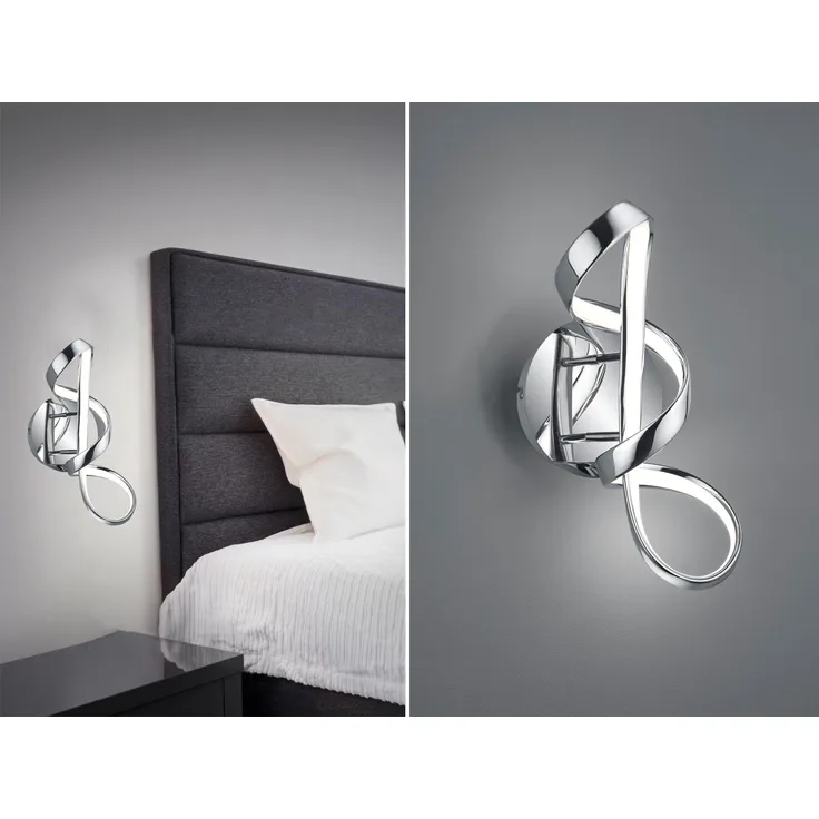 LED Wandleuchte PERUGIA Metall Chrom/Weiß 3 Stufen Dimmer, Höhe 40cm