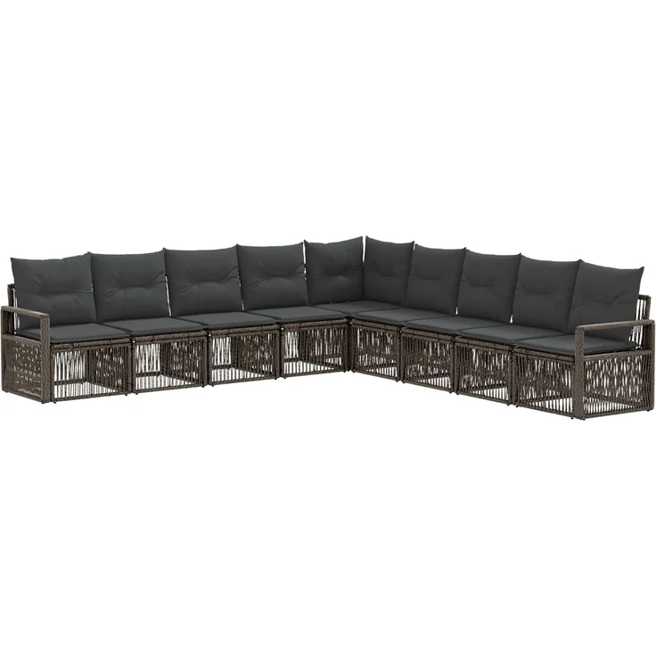vidaXL Gartensofa-set 9 pcs Grau Poly-Rattan 3435734 – Bild 1