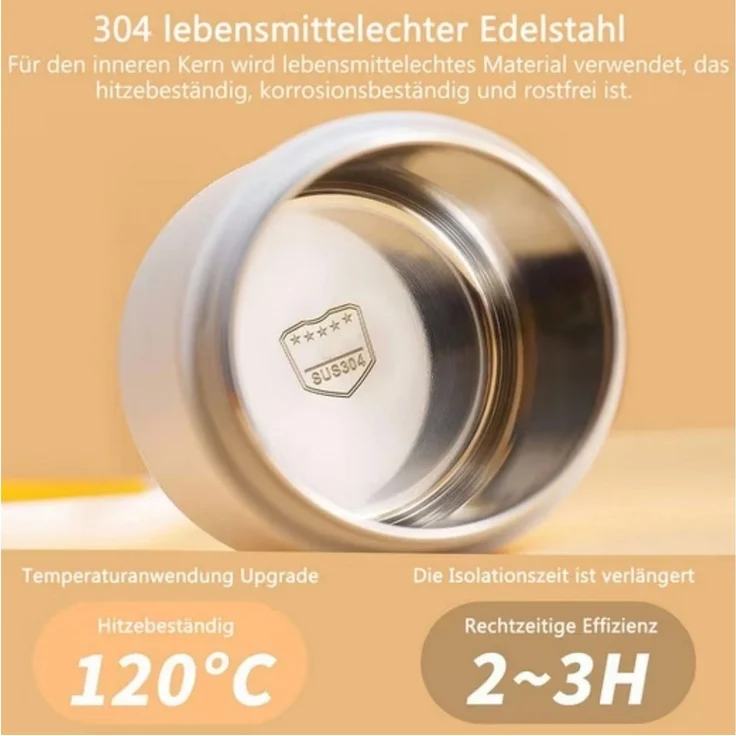 POPOLIC Thermobehälter Edelstahl Thermobehälter für Essen 680ml, Tragbare Frühstücksbox, (auslaufsicher, hitzebeständig, bruchsicher, robust), Essensbehälter für unterwegs – Bild 3