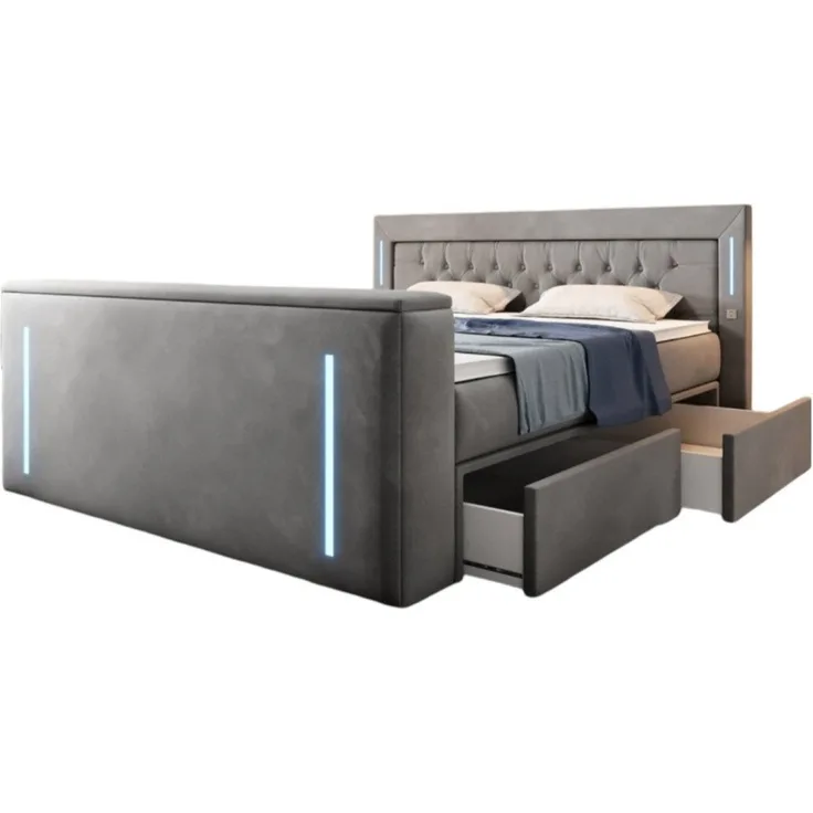 Luxusbetten24 Boxspringbett Divaneo, mit TV Lift und Stauraum (2 Schubladen)